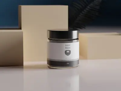 Cosmetic Face Scrub Glass jar with plastic lid and Studio 3D model