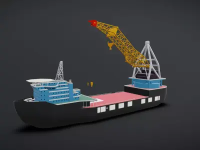 Port Unloading Ship Animation 3D model