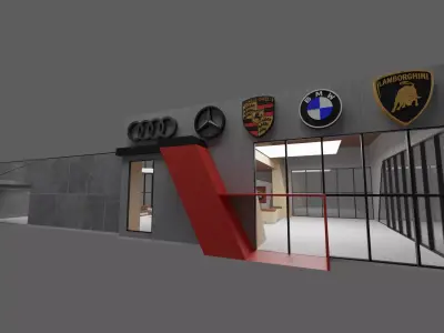 Car dealership  Free low-poly 3D model
