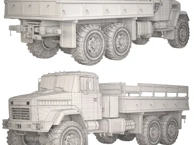 KrAZ 6322 flatbed body 1999 3D model