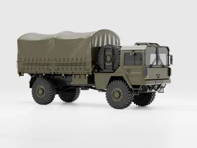 MAN KAT1 Rheinmetall 4x4 Flat Bed - Tent 3D model