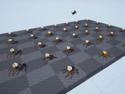 Bug 1 spider with head Low-poly 3D model