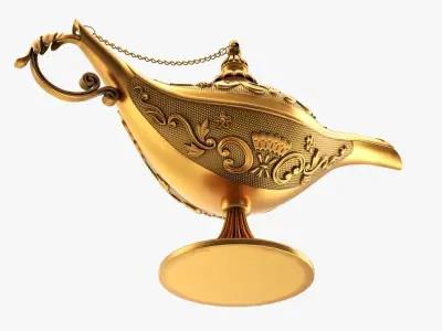 Aladdin magic lamp gold decorated 3D model