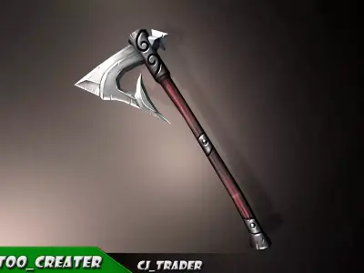 Modern Magical Axe Fantasy Low-poly 3d model Low-poly 3D model