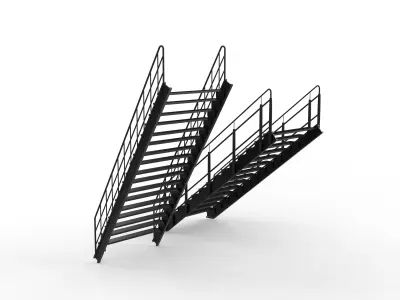 Industrial stairs 3D model