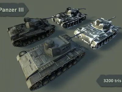 Panzer III Tank Pack Low-poly 3D model