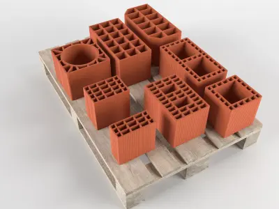 Wall Brich on pallet 3D model Low-poly 3D model