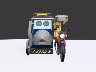 Tricycle 3D Model Philippines Transport Vehicle Low-poly 3D model