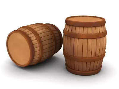 Stylized Wooden Barrel  Low-poly 3D model