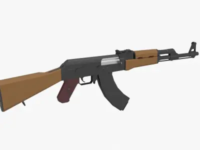 AK-47 type 1 Low-poly Low-poly 3D model