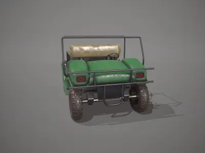 Stylized Green Golf Cart Low-poly 3D model