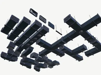 Modular ventilation Low-poly 3D model 2