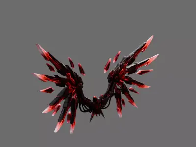 Crimson Shattered Wings 3D Model - Sci-Fi Mech Low-poly 3D model