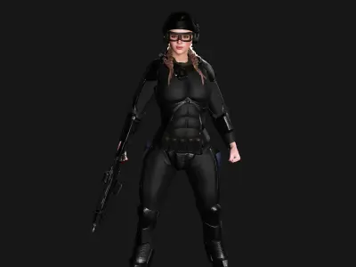 AAA 3D REALISTIC CHARACTER - CYBERPUNK ROBOTIC SCIFI SHOOTER Low-poly 3D model