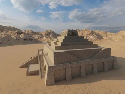 Zigurat ancient pyramid-Ziggurat Temple 3D model 2
