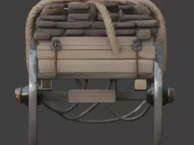 Viking Wooden Cart 3D Model v03 Low-poly 3D model