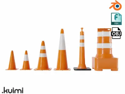 Road Cones and Barricades Vol 1 3D Model Pack