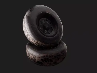 old dirty wheel with tyre and rim 3d model 3D model