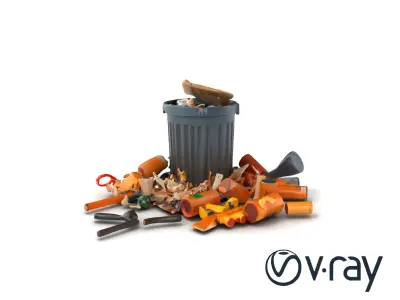 Overflowing Eco-Bin and Recyclable Waste model pack Low-poly 3D model