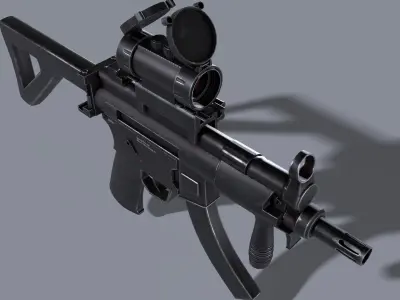 MP5 with Scope Low-poly 3D model