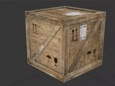 wooden crate PBR 4K Low-poly 3D model