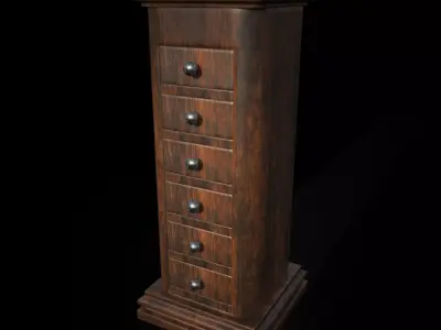 old wooden almira lowpoly game asset Low-poly 3D model