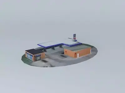 Fuel &amp; Retail station "In fast" Latvia Riga Muk... Free 3D model