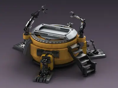 mechanical console technical chair future service station  3D model