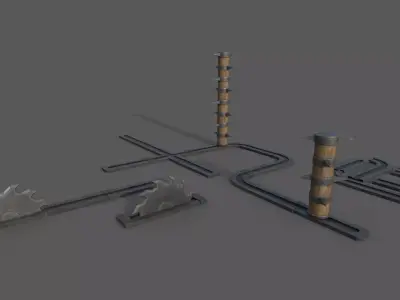 Saw and Spikes Low-poly 3D model
