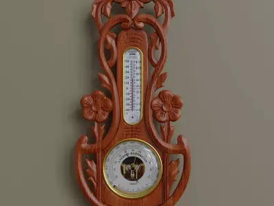 Wall mounted  barometer thermometer 3D model