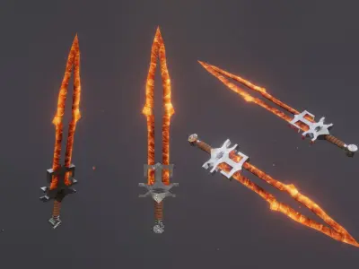 15 fire elemental weapons - medieval - fantasy - magic - VOL 01 Low-poly 3D model