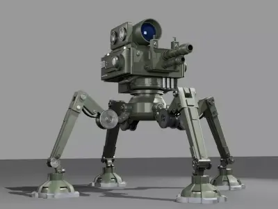 Quad-Leg Military Turret 3D model