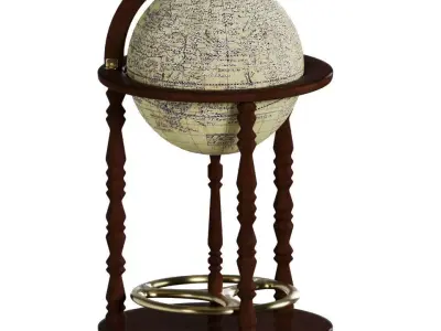 Vintage Globe Bar Cart 3D model