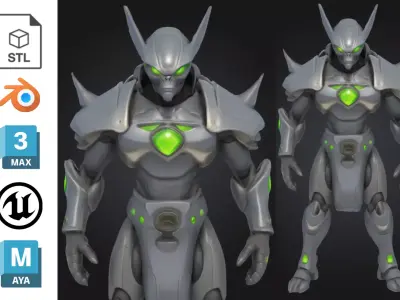 Stylized Sci Fi Alien Warrior Low-poly 3D model