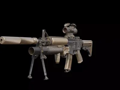 Modern Tactical Carbine Rifle Model M4 Weapon Game Ready Low-poly 3D model