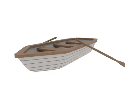 Rowboat canoe Low-poly 3D model