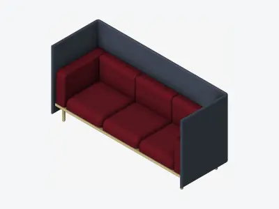 Furniture - Sofa - Contemporary - Flame - Type 2 Low-poly 3D model
