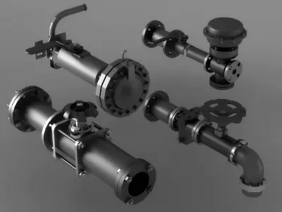 pipe pipes industrial low poly pipeline valve game 3D model Polygon mesh