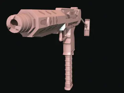 SMG 12 Lowpoly and Highpoly Low-poly 3D model