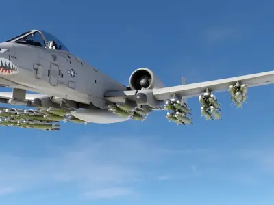 Low Poly PBR A-10 Tank Buster Low-poly 3D model