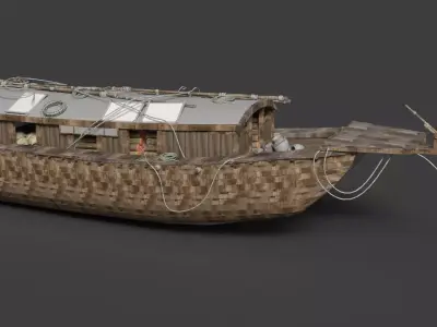 Chinese Junk Fishing Boat  Low-poly 3D model purchase