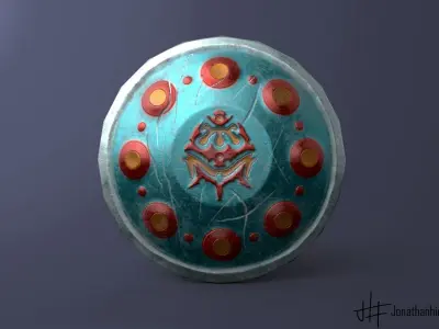 Battered Shield Low-poly 3D model