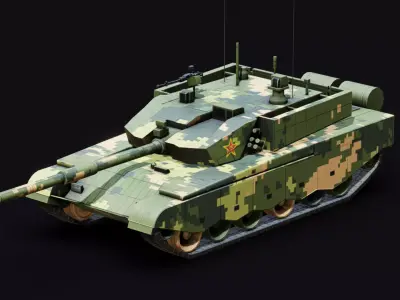 Type 99A Chinese Main Battle Tank Low-poly 3D model
