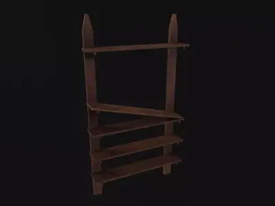 Pottery Shelf Low-poly 3D model