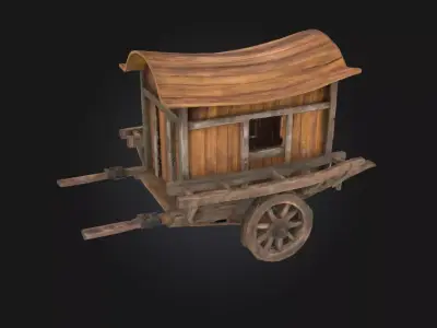 Wooden Wagon Cart  Classic Hauler of the Old World 3D model