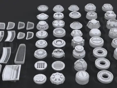 Hard Surface - KitBash Pack - Low-poly 3D model
