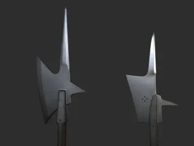 Halberds of two types Low-poly 3D model