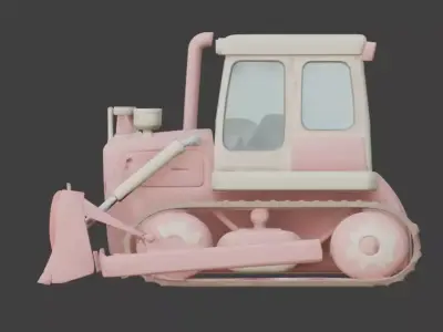 Stylized 3D Valentine Bulldozer Model Low-poly 3D model purchase
