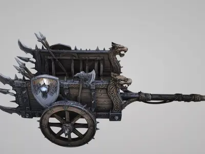 Medieval Viking horse-drawn chariot 3D model Low-poly 3D model purchase