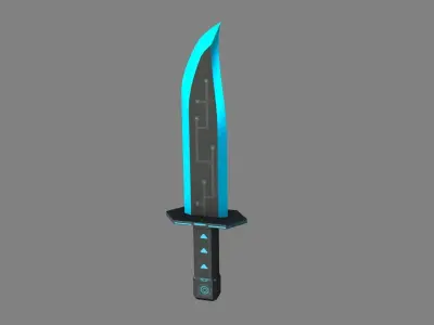 Futuristic SciFi Hunter Knife Low-poly 3D model